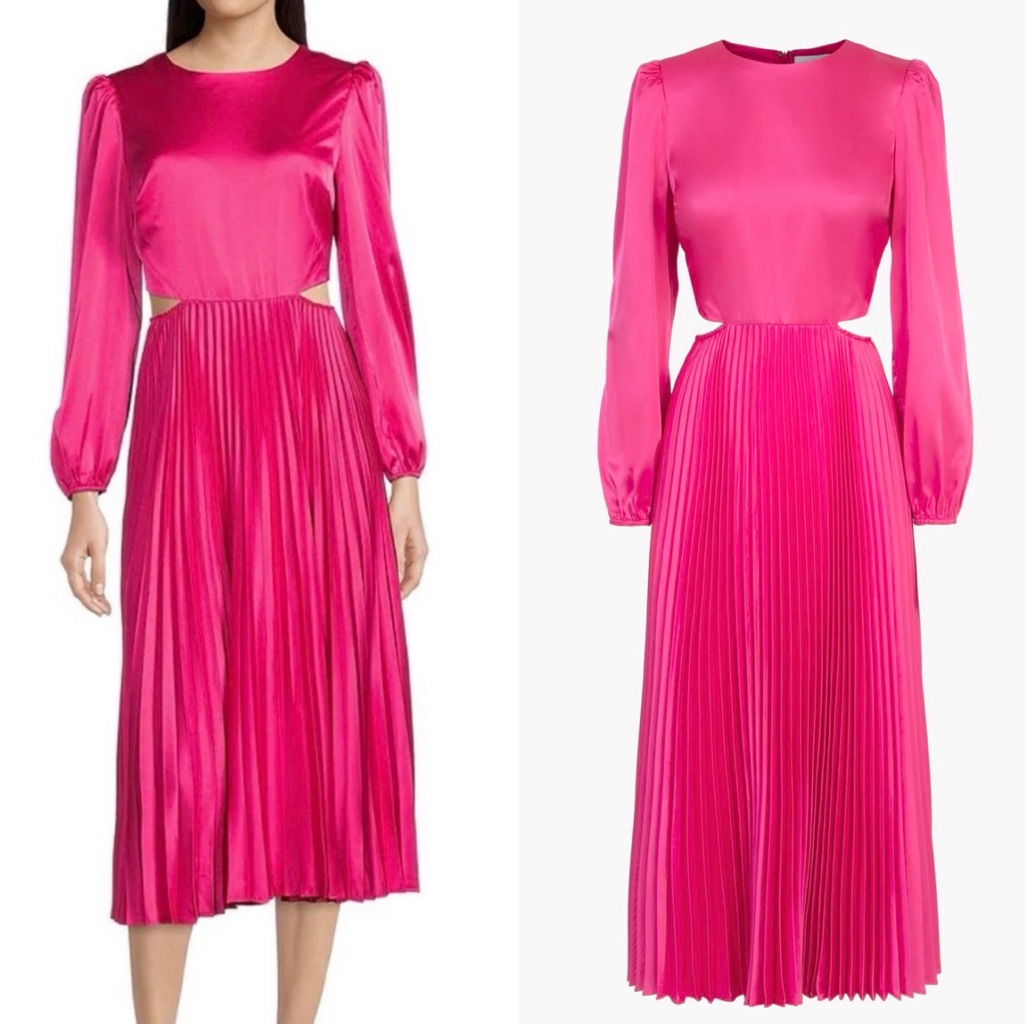 Adelyn Rae Pink Pleated Cutout Dress Small